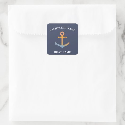 Blauwe marine Nautisch Anker jachtclub boot jachth Vierkante Sticker (Tas)