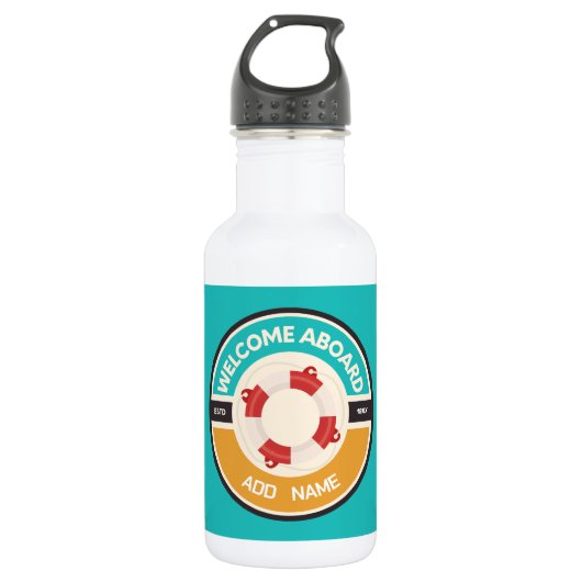 Blauwe marine Nautisch Anker jachtclub boot jachth Waterfles (Voorkant)