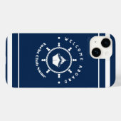 Blauwe Marine Nautische Anker jacht club boot jach Case-Mate iPhone Case (Achterkant (horizontaal))