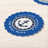 Blauwe Marine Nautische Anker jacht club boot jach Kartonnen Onderzetters (Gekanteld)