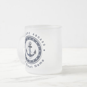 Blauwe Marine Nautische Anker jacht club boot jach Matglas Koffiemok