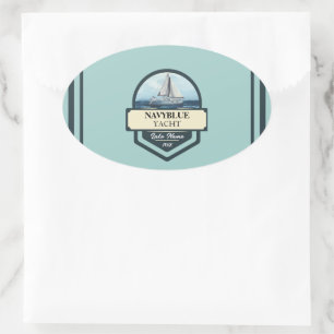 Blauwe Marine Nautische Anker jacht club boot jach Ovale Sticker