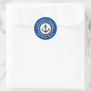 Blauwe Marine Nautische Anker jacht club boot jach Ronde Sticker