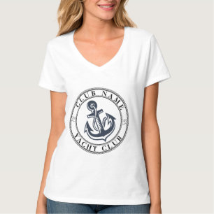 Blauwe Marine Nautische Anker jacht club boot jach T-shirt