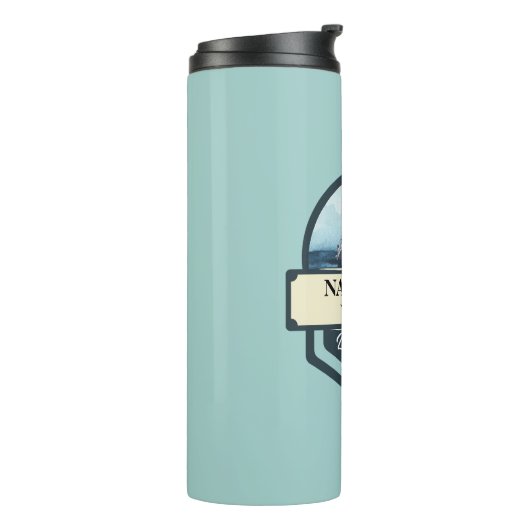 Blauwe Marine Nautische Anker jacht club boot jach Thermosbeker (Gedraaid links)