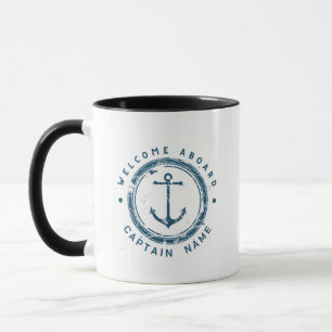 Blauwe Marine Nautische Anker jacht club boot Retr Mok
