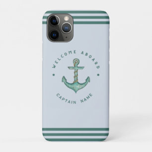 Blauwe Marine Nautische Anker jacht club boot zeil Case-Mate iPhone Case