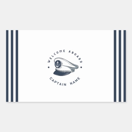 Blauwe Marine Nautische Anker jacht club boot zeil Rechthoekige Sticker (Voorkant)