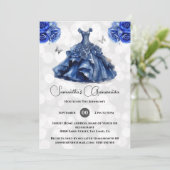 Blauwe marine prinses Quinceañera balgons rozen Kaart (Staand voorkant)