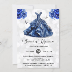 Blauwe marine prinses Quinceañera balgons rozen Kaart