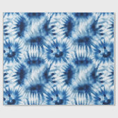 Blauwe Marine Witte Streep Tie Dye Cadeaupapier (Vlak)
