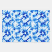 Blauwe Marine Witte Streep Tie Dye Inpakpapier Vel (Voorkant 3)