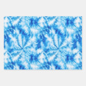 Blauwe Marine Witte Streep Tie Dye Inpakpapier Vel (Voorkant 2)
