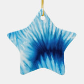Blauwe Marine Witte Streep Tie Dye Keramisch Ornament (Achterkant)