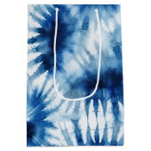 Blauwe Marine Witte Streep Tie Dye Medium Cadeauzakje (Achterkant)