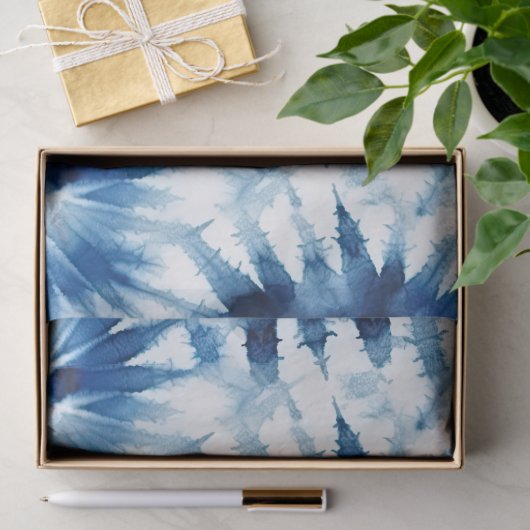 Blauwe Marine Witte Streep Tie Dye Tissuepapier (Geschenk)