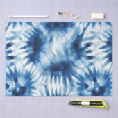 Blauwe Marine Witte Streep Tie Dye Tissuepapier (Craft)