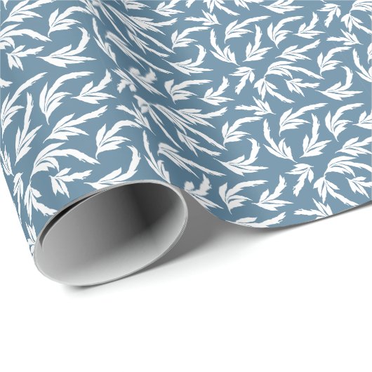 Blauwe marinebladeren bandana cadeaupapier (Rol Hoek)