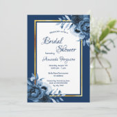 Blauwe marinebloem goudVrijgezellenfeest Kaart (Staand voorkant)