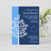 Blauwe marineboom van Life Bar Mitzvah-uitvindinge Kaart (Staand voorkant)