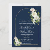 Blauwe marinegoudmint witte pony floral bruiloft kaart (Voorkant)