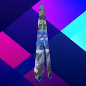 Blauwe marinegrijs abstracte geometrische strepen stropdas