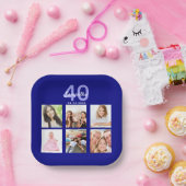 Blauwe marinekollage van Birthday Papieren Bordje (Feest)