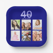 Blauwe marinekollage van Birthday Papieren Bordje (Voorkant)