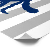 Blauwe marinekrab grijs en witte streep poster (Hoek)