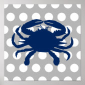 Blauwe marinekrab, grijze en witte pooldots poster (Voorkant)