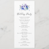 Blauwe marinelavendel Lila bloemenrustieke bruilof Programmakaart (Achterkant)