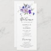 Blauwe marinelavendel Lila bloemenrustieke bruilof Programmakaart (Voorkant / Achterkant)