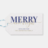 Blauwe marinepografie, vrolijk kerstfeest cadeaulabel (Achterkant Horizontaal)