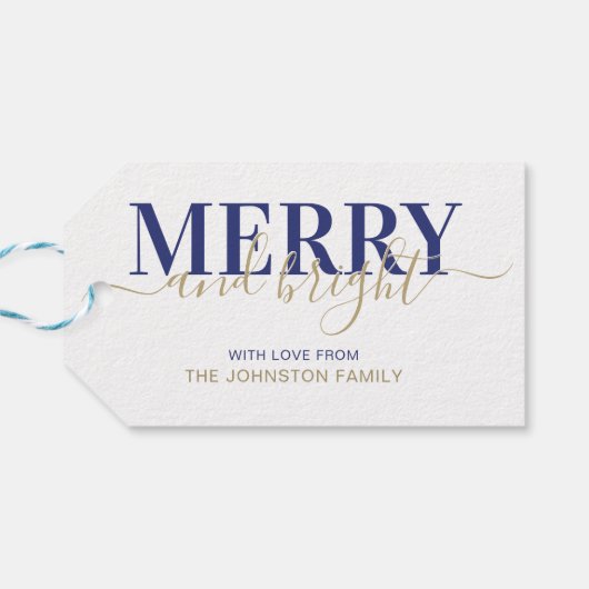 Blauwe marinepografie, vrolijk kerstfeest cadeaulabel (Achterkant Horizontaal)