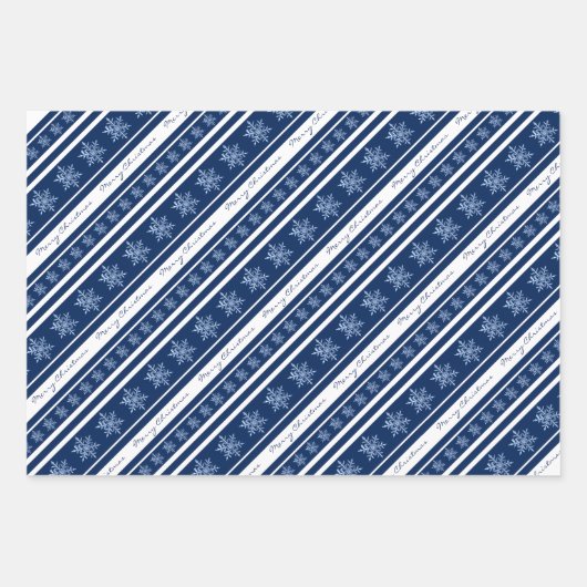 Blauwe marineschijf en witte snowflake papierblade inpakpapier vel (Voorkant)