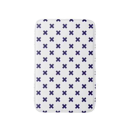 Blauwe marineschijven op witte badmat (Voorkant Verticaal)