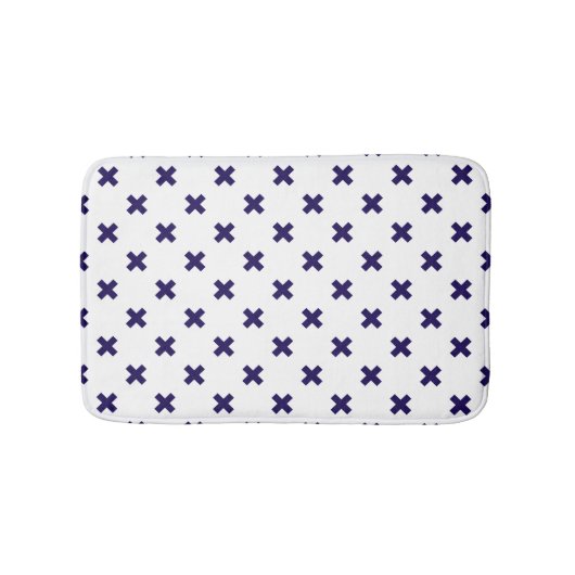 Blauwe marineschijven op witte badmat (Voorkant)