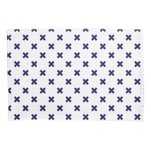 Blauwe marineschijven op witte kussensloop (Voorkant)