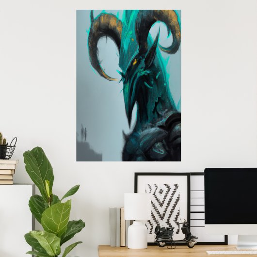 Blauwe marinevogel | AI Art Poster (Thuiskantoor)