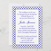 Blauwe marinewitte polkadop Bridal douche Uitnodig Kaart (Achterkant)