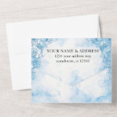 blauwe marinier avec des fleu All in One Wedding I Uitnodiging (Achterkant)