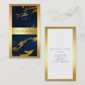 Blauwe marinier Bright Gold Lijst Marble Metal Ver Visitekaartje (Voorkant / Achterkant)
