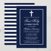 Blauwe marinier Eerste Heilige Communie Kaart (Voorkant / Achterkant)