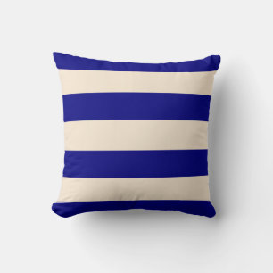 Blauwe marinier en Antiek witte strepen Kussen
