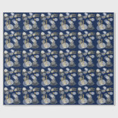 Blauwe marinier en goudzige kerstboom cadeaupapier (Vlak)