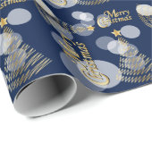 Blauwe marinier en goudzige kerstboom cadeaupapier (Rol Hoek)