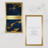 Blauwe marinier Golden Lijst Marble Vip Verticaal Visitekaartje (Voorkant / Achterkant)