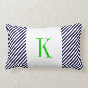 Blauwe marinier - Groene monogram Kussen
