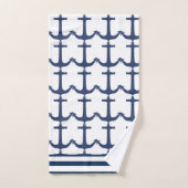 Blauwe marinier Nautical Anchor stripe Bad Handdoek (Handdoek)