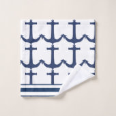 Blauwe marinier Nautical Anchor stripe Bad Handdoek (Wasdoekje)